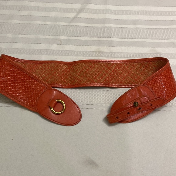 Wide Womens Leather Woven Belt -EUC Size L - Picture 6 of 8
